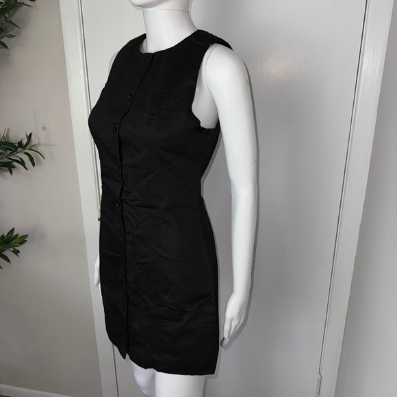 Commense Sleeveless Mini Dress Button‎ Front Fitted Party Cocktail Black Size L - Picture 15 of 17